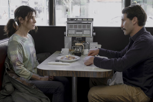 Jon Bernthal, right, plays the potential love interest opposite Sandra Bullock in The Unforgivable.