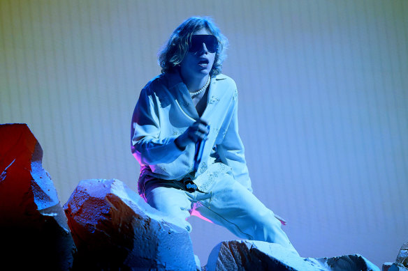 NEW YORK, NEW YORK - SEPTEMBER 12: The Kid LAROI performs onstage during the 2021 MTV Video Music Awards at Barclays Center on September 12, 2021 in the Brooklyn borough of New York City.