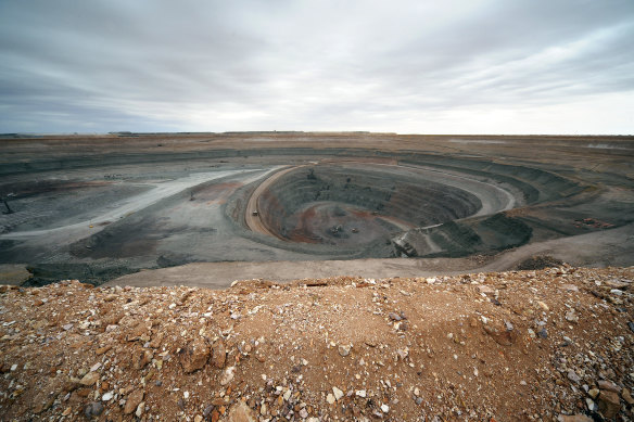 A view of the OZ Minerals open pit copper mine at Prominent Hill.