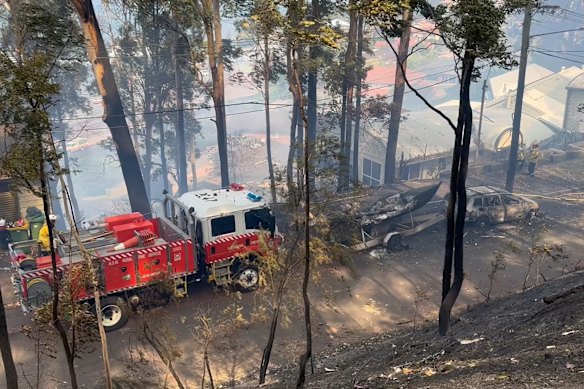 Crews attend the Koolewong fire.