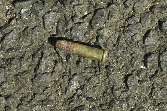 A rusty bullet found outside the Adass Israel Synagogue on Saturday afternoon.