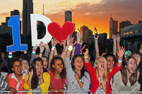 Australian fans outside the gates of a One Direction show in Melbourne in 2012. 