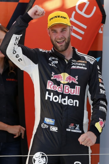 Shane van Gisbergen salutes in Newcastle.