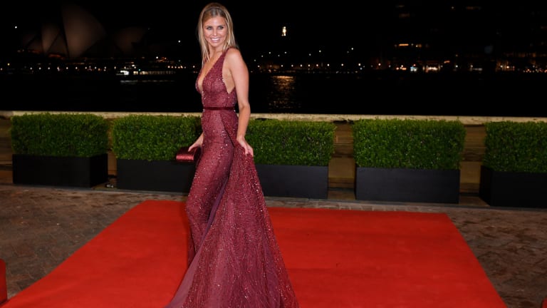 Glamour ... Tegan Martin arrives at the Dally M Awards.