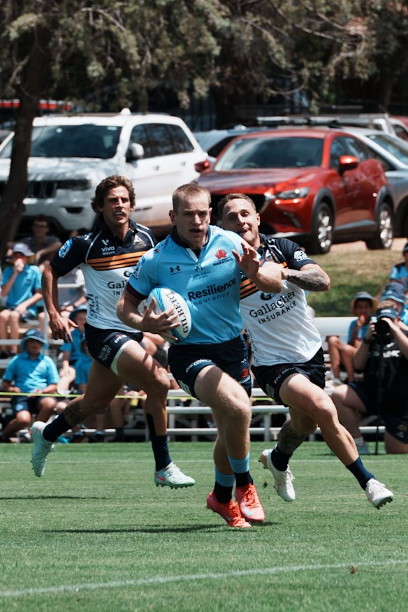 Max Jorgensen bamboozles the defence in the Waratahs’ trial win over the Brumbies.