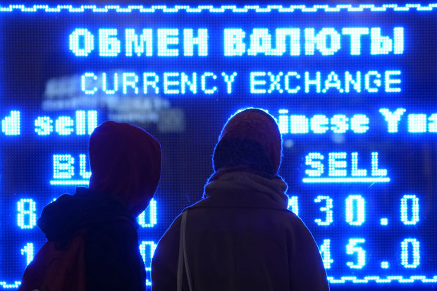 The Russian economy is taking a major hit as sanctions on the country tighten.