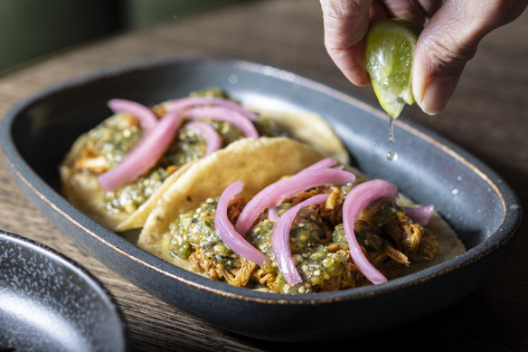 Cochinita pibil (pork) tacos.