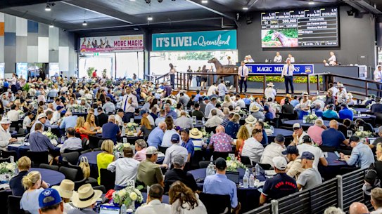 The Magic Millions auditorium where more than 1000 horses will be sold this week.