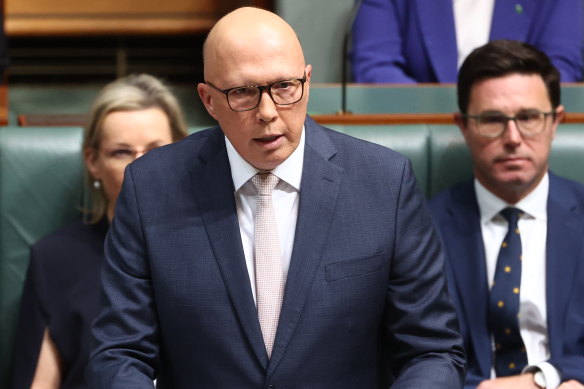 Opposition Leader Peter Dutton delivers his budget reply speech on Thursday night.
