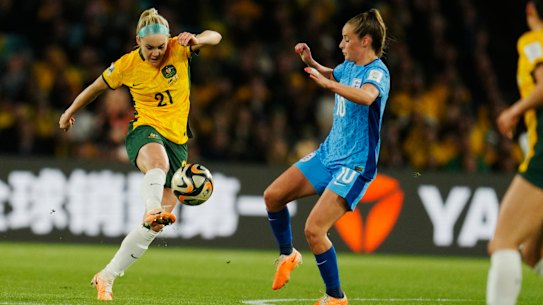 Ellie Carpenter during the game against England.