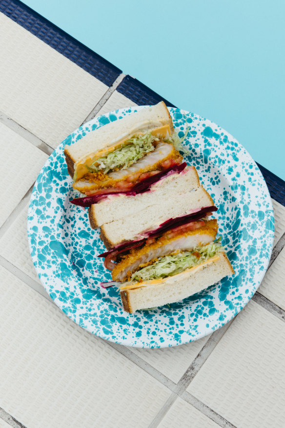 Fried fish sandwiches by the pool at Splash.