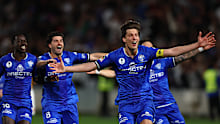 South Melbourne celebrate winning the Australia Cup. 