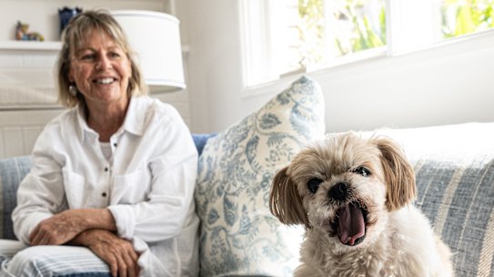Belinda Keehn at home with her Maltese Shitzu, Sammy. 