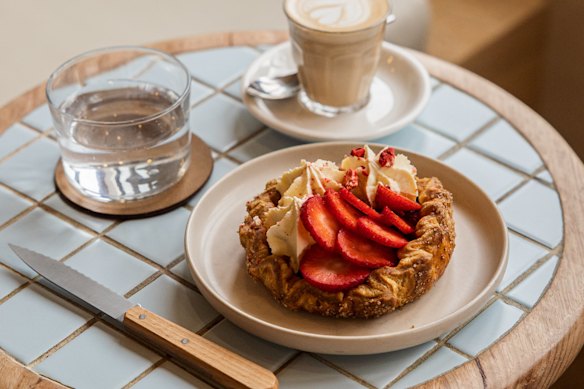 Strawberry danish at Flour in Caringbah South. 