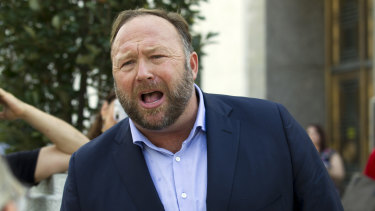Alex Jones speaks outside of the Dirksen building of Capitol Hill after listening to Facebook COO Sheryl Sandberg and Twitter CEO Jack Dorsey testify this week.