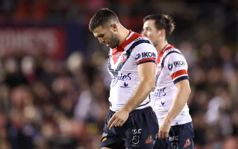 James Tedesco, Luke Keary and the Roosters face a likely grand final rematch with the Raiders next week.