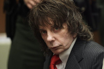 Music producer Phil Spector during his sentencing for second-degree murder in Los Angeles in May 2009.