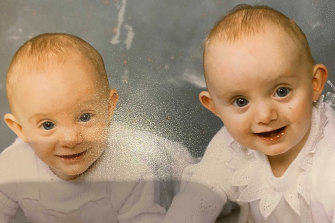 Clare (left) and Jessie (right) in 1991 at approximately six months old. 