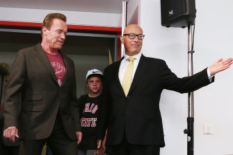 Max Markson in 2015 with Arnold Schwarzenegger.