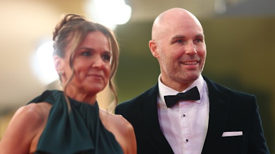 Felicity Harley and husband Tom, the AFL’s second in charge, at this year’s Brownlow Medal count.