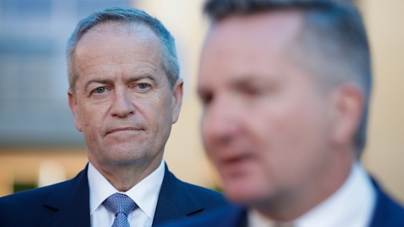 Outgoing Opposition Leader Bill Shorten and shadow treasurer Chris Bowen. 