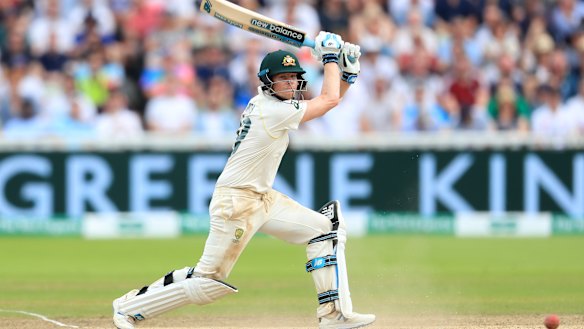 Twitchy genius: Steve Smith in full flight at Edgbaston.