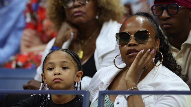 Alexis Olympia Ohanian Jr., daughter of Serena Williams, in the stands. 