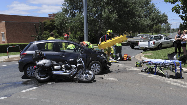 The accident at  the corner of Wentworth Avenue and Mildura Street, Kingston, on December 13, 2014.