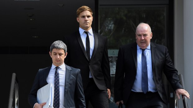 Jack de Belin leaves court on Monday.