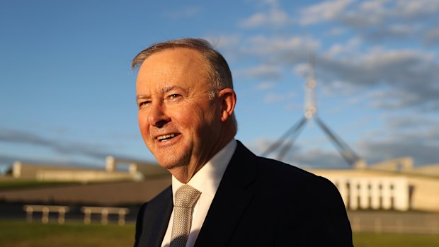 Opposition Leader Anthony Albanese outside Federal Parliament. 