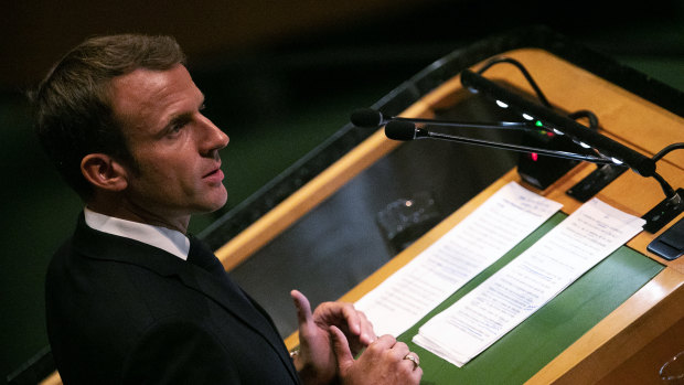 Wants a return to diplomacy: French President Emmanuel Macron at the UN General Assembly on Tuesday.