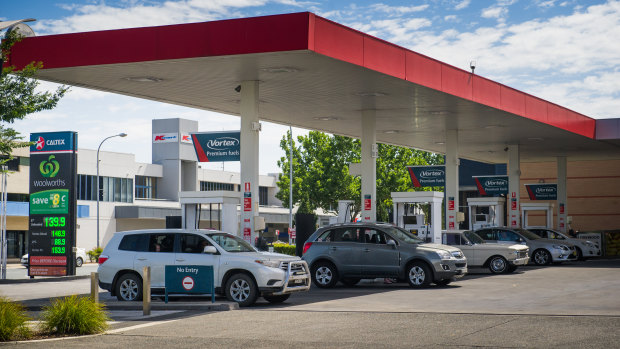 The Queanbeyan Caltex petrol station had a regular stream of customers on Friday.