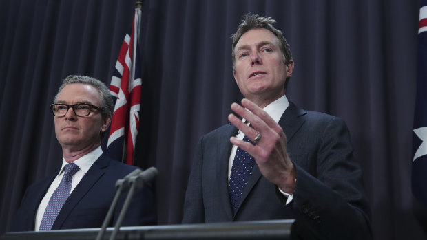 Frontbencher Christopher Pyne and Attorney-General Christian Porter.