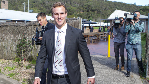 Daly Cherry-Evans fronts media in 2015 after agreeing to backflip on his move to the Gold Coast in order to stay at Manly