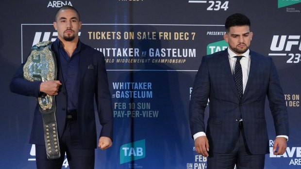 Champion and challenger: Kelvin Gastelum (right) and Whittaker.