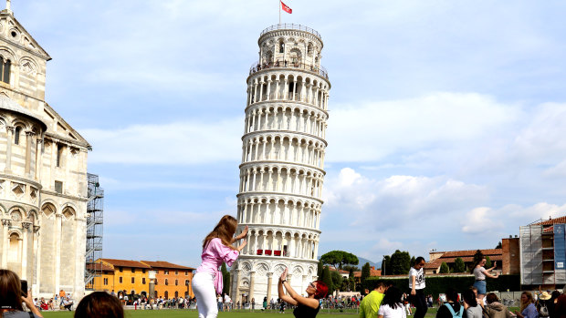 The Leaning Tower of Pisa is gradually becoming straighter.