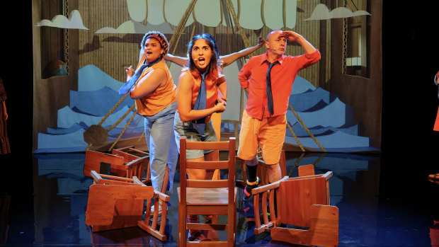 Milo Hartill, writer Vidya Makan and Karlis Zaid starred in Hayes Theatre’s The Lucky Country.