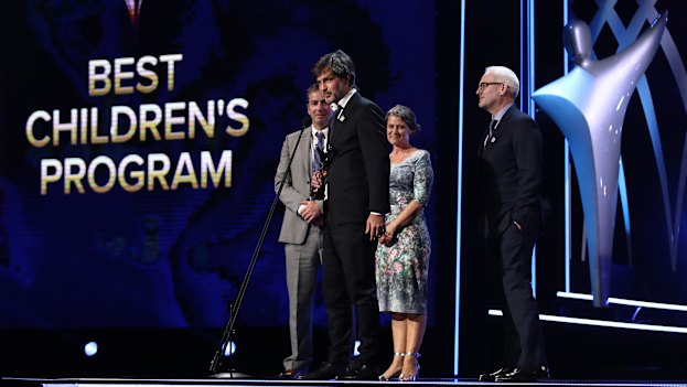 Joe Brumm accepting an AACTA award in 2019. “If the show is saying anything to parents,” he says, “it’s like, ‘Man, what is this thing we’ve got involved in? …This is really difficult.’ ”
