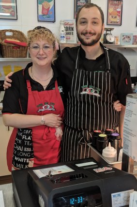 Grace Najdovski and her son Anthony at Three Links Cafe in Campbellfield. 