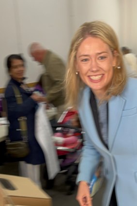 Kooyong Liberal candidate Amelia Hamer casting her vote on election day.