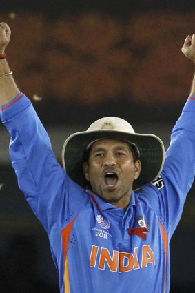 Indian great Sachin Tendulkar at the Cricket World Cup semi-final against Pakistan in 2011.