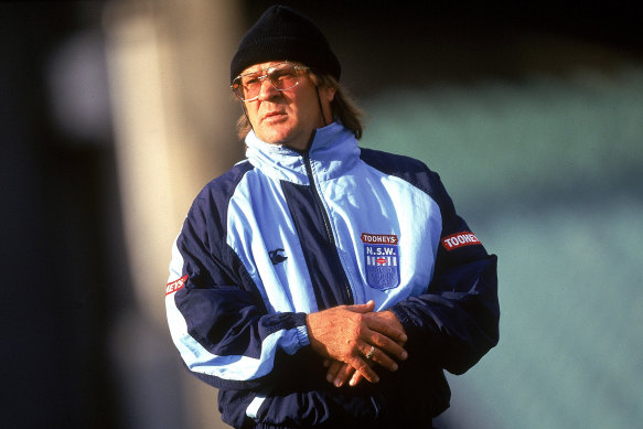 Tommy Raudonikis as Blues coach in 1997. 
