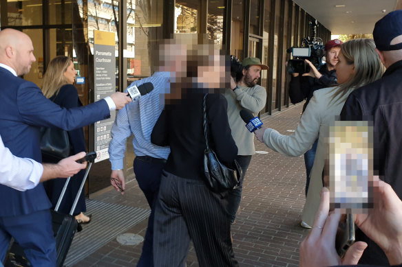 The foster parents of William Tyrrell leave Parramatta Local Court on Friday.