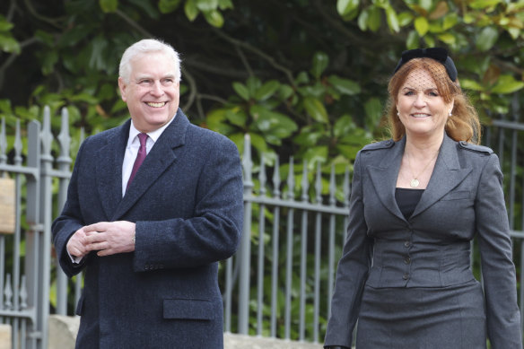 Prince Andrew and Sarah, Duchess of York arrive at the service.