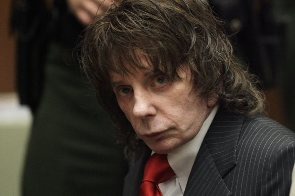 Music producer Phil Spector during his sentencing for second-degree murder in Los Angeles in May 2009.