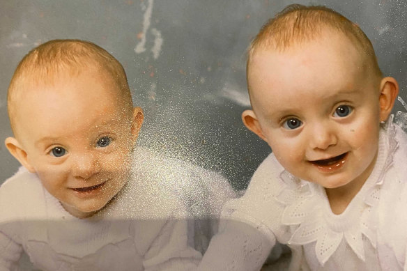 Clare (left) and Jessie (right) in 1991 at approximately six months old. 