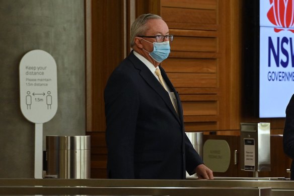 Unedifying performance: NSW Health Minister Brad Hazzard appeared before a parliamentary inquiry into the government’s handling of the COVID-19 outbreak.