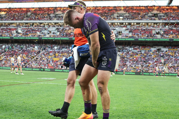 Munster on his way off Suncorp Stadium.