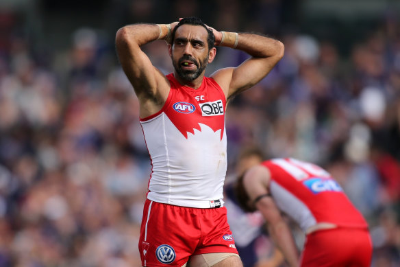 Adam Goodes was repeatedly vilified by some AFL fans towards the end of his playing career.