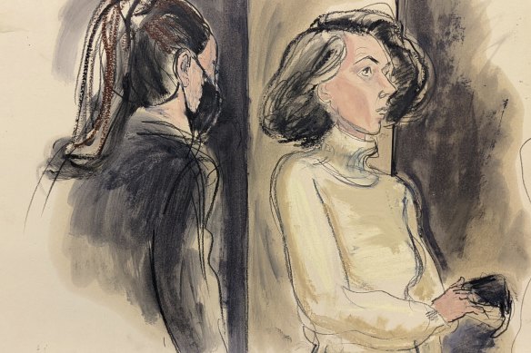 A courtroom sketch of Ghislaine Maxwell on December 20, 2021.